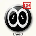 Button mit zwei weit aufgerissenen Augen