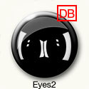 Button mit zwei bösen Augen