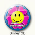 Button Blumen Smiley mit Text Gute Besserung