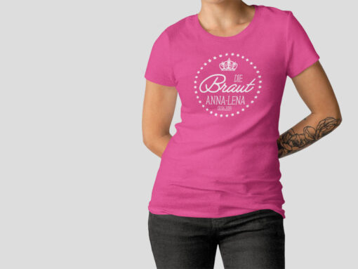 Hennight Tshirt Braut fuchsia / pink