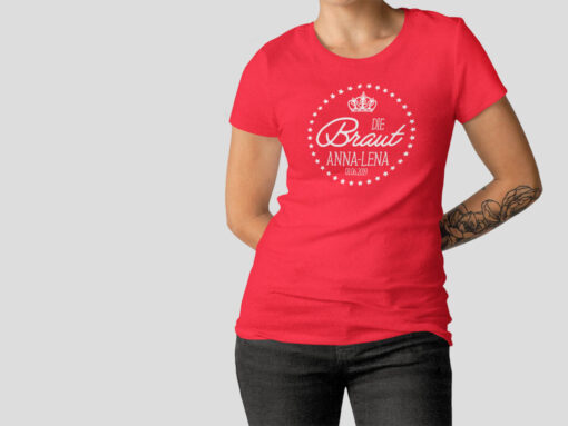 Hennight Tshirt Braut rot