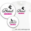JGA Set aus T-Shirt und Buttons Modell Nr. 6 mit Datum und Taube