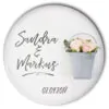 Hochzeit Button Mod. 37: Rosen in Zinkeimer mit Namensaufdruck