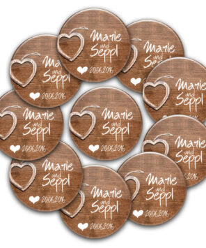 Hochzeitsbuttons Set Anstecker mit Namen als Namensschild