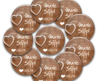 Hochzeitsbuttons Set Anstecker mit Namen als Namensschild