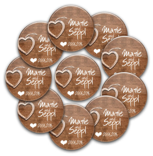 Hochzeitsbuttons Set Anstecker mit Namen als Namensschild
