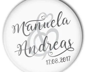 Hochzeit Anstecker Lovely Wedding mit Name und Datum personalisiert