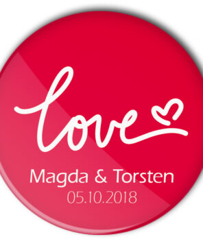 Hochzeit-Button 45 red Love: roter Buttons mit 