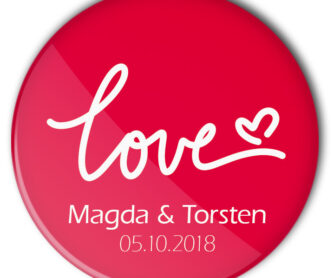 Hochzeit-Button 45 red Love: roter Buttons mit
