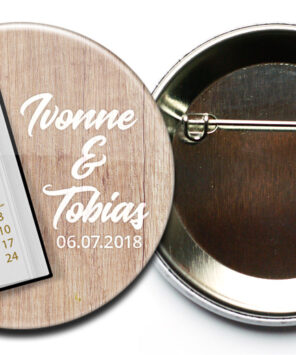 Hochzeitsbutton 46 Terminplaner mit Sicherheitsnadel zur Befestigung