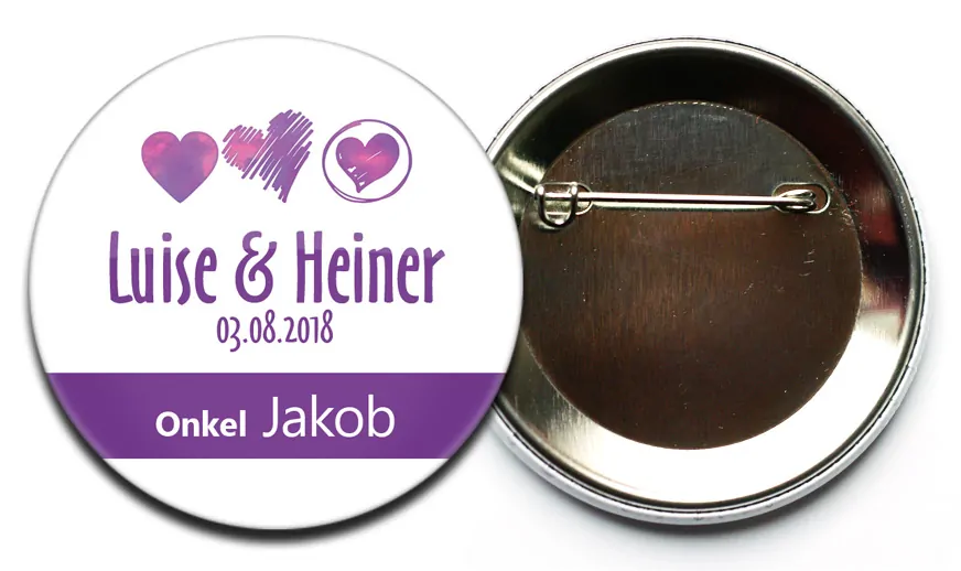 Hochzeit-Button Modell #42 Herzvariationen – Bild 2