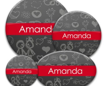 Namensbuttons Nr. 1 Love in verschiedenen Größen und Formen