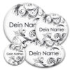 Namens-Button black-and-white in diversen Größen und Formen bedruckt bestellen