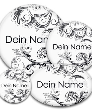 Namens-Button black-and-white in diversen Größen und Formen bedruckt bestellen
