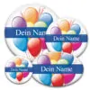 Namens-Buttons mit bunten Luftballons