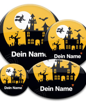 gruselige Namensbuttons für Halloween und Fasching