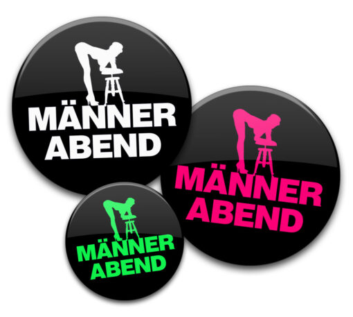 JGA Buttons Männerabend im Striptease-Design