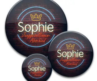 JGA Buttons im Stil einer Neonwerbung für Bar und Cocktails