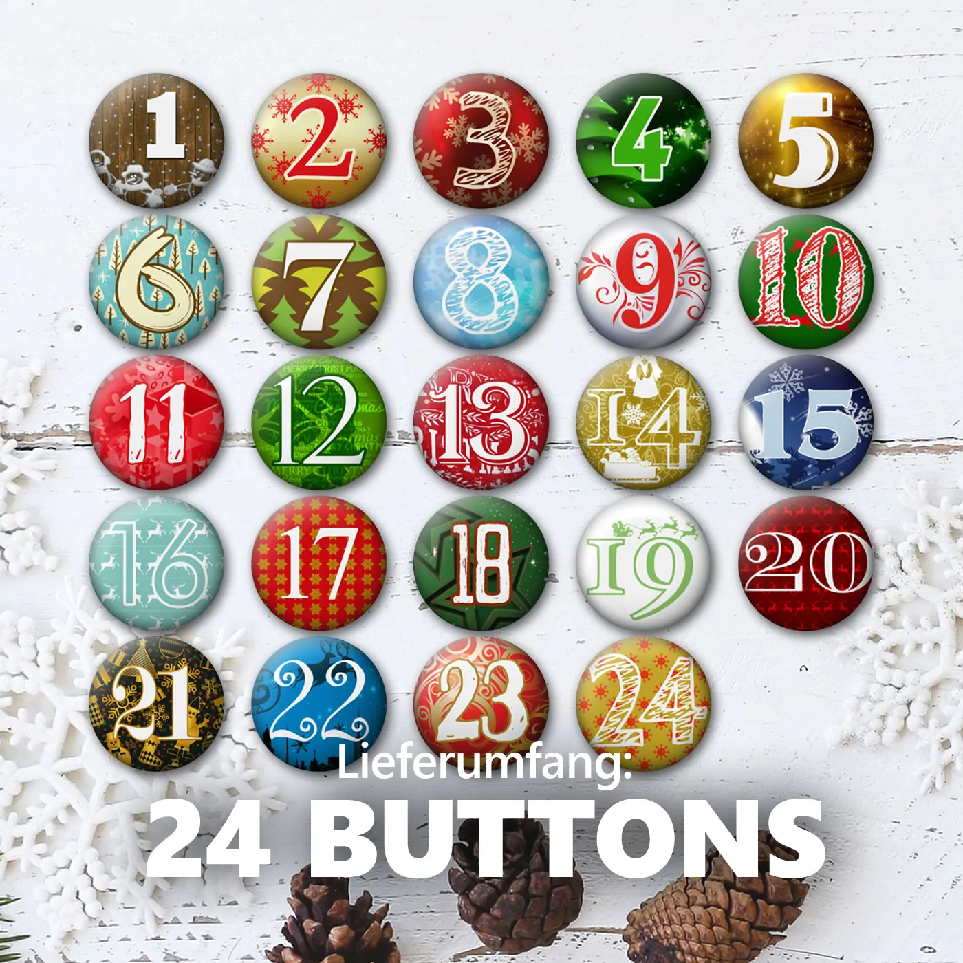 24 Advents-Kalenderbuttons XMAS 1 – Bild 2