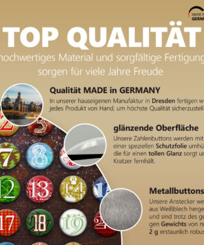 XMAS1 Top Qualitaet Zahlen Buttons 24 Advents-Kalenderbuttons XMAS 1