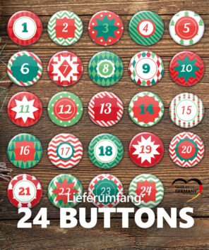 XMAS2 Lieferumfang 24 Advents-Kalenderbuttons XMAS 2