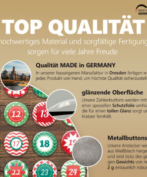 XMAS2 Qualitaet made in germany Ansteckbuttons 24 Advents-Kalenderbuttons XMAS 2