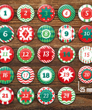 XMAS 2 Adventskalender Zahlenbuttons 24 Stück