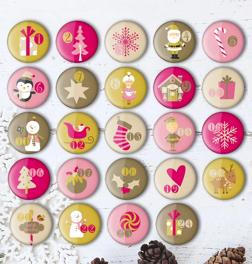 Kalender Zahlen Buttons XMAS3