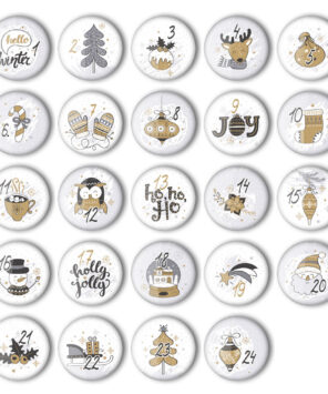 Kalender Zahlen Buttons XMAS-4 zum basteln