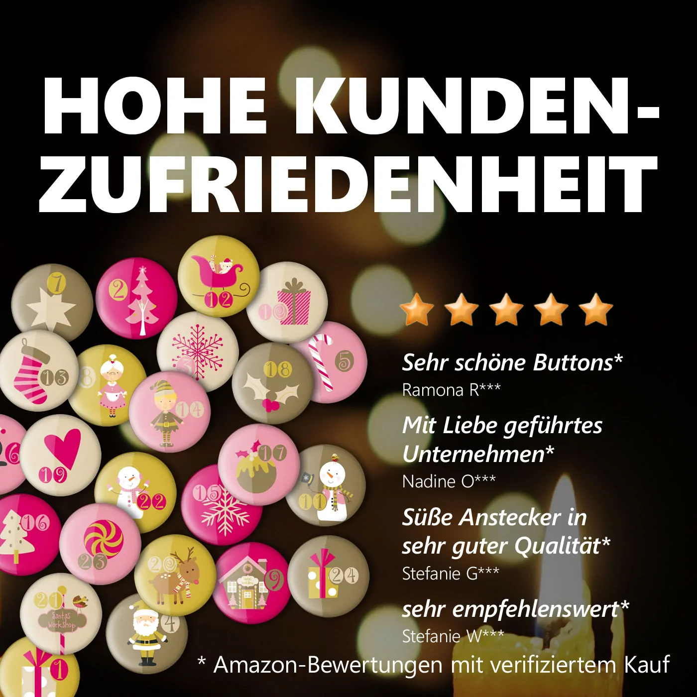 24 Adventskalender Zahlenbuttons XMAS 3 – Bild 4