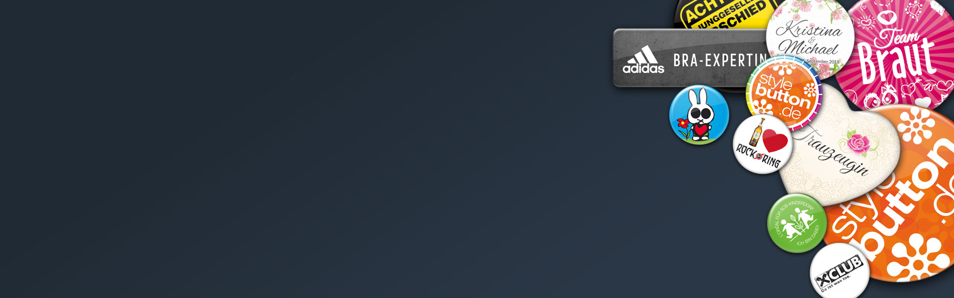 Buttons in verschiedenen Größen und Formen bedrucken lassen