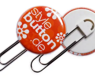 Button 32 mm Clipverschluss: Spangenclip als bedruckte Büroklammer