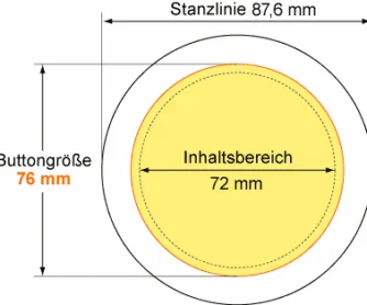 Vorgabe Button 76mm Buttons 76 mm mit Kleidungsmagnet