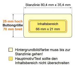 stanzlinie70x25 rechteckige Buttons 70 x 25 mm mit Sicherheitsnadel
