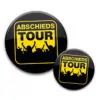JGA Buttons Abschiedstour gelb schwarz feiernde Leute