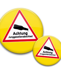 JGA Buttons Dreieck leere Flasche Achtung