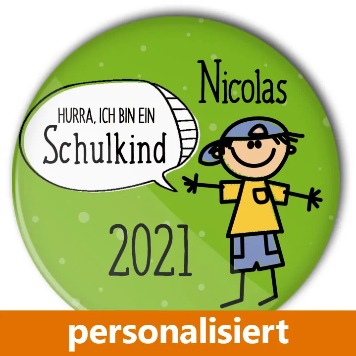 personalisierter Button Schulkind Junge
