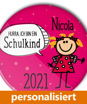 individualisierter Button Schule Schulkind Mädchen Einschulung