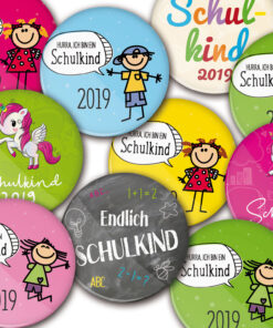 Schulkind-Buttons zur Einschulung