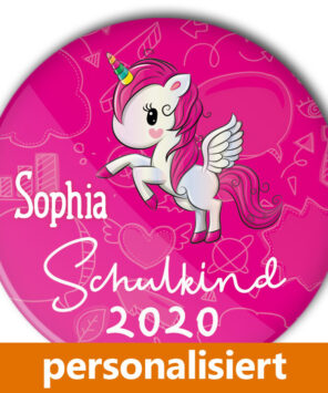 Einhorn Button Schulkind Schulanfang pink