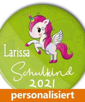Schulkind Einhorn Button 2021