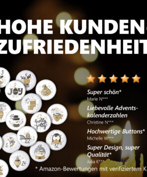 XMAS4 Bewertung 24 Adventskalender-Buttons XMAS 4