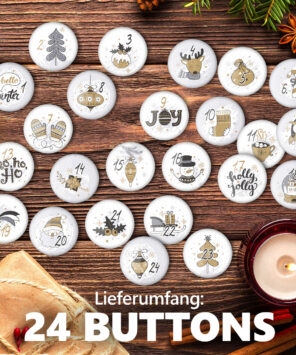XMAS4 Lieferumfang 24 Adventskalender-Buttons XMAS 4