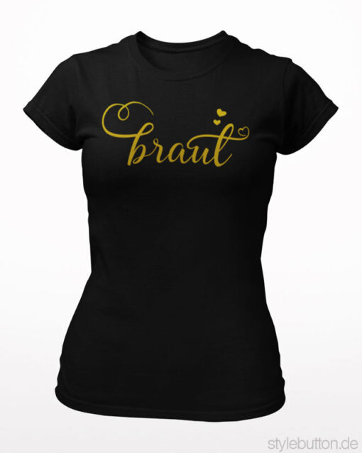Woman T-Shirt JGA Braut schwarz gold T27