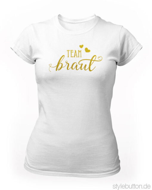 Damen T-Shirt JGA Team Braut weiß gold T27