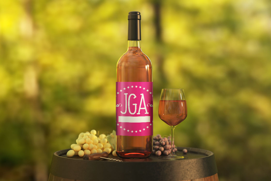 Weinflasche mit JGA-Label #1