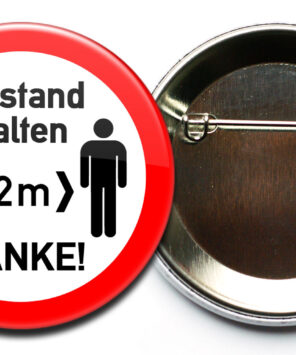Abstand halten! Button, safety pin