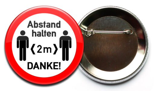 Abstand halten! Button, safety pin