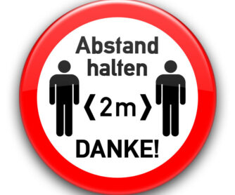 Abstand halten! Button 1 SARS COV 2