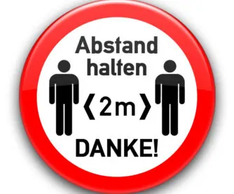 Abstand halten! Button 1 SARS COV 2